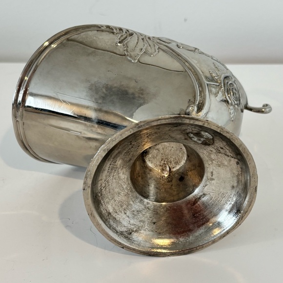Vintage French silver plated sugar scuttle ornate rose detail Bridgerton style - Picture 9 of 12